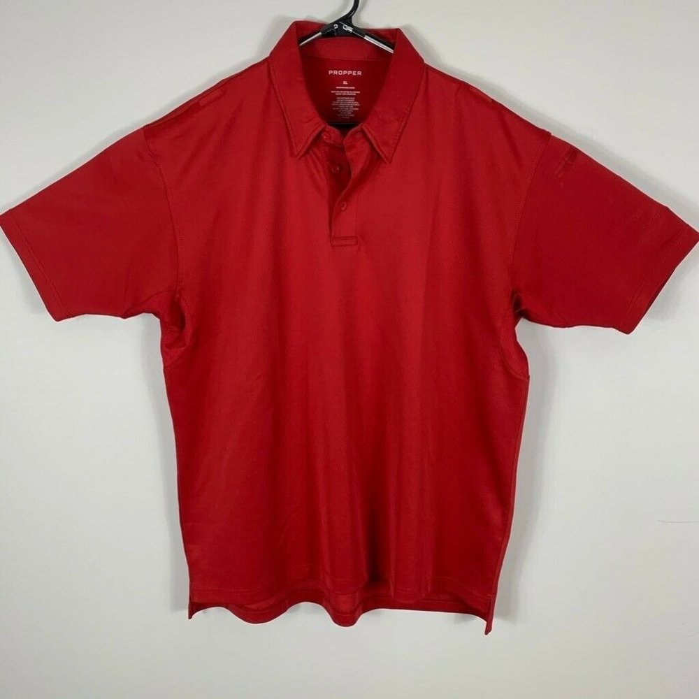PROPPER Mens Activewear Polo Shirt Red Short Polo